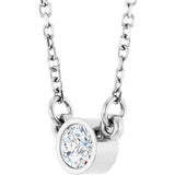 14K Gold Round Lab-Grown Diamond Bezel-Set Solitaire Birthstone Necklace - White Gold - view 2