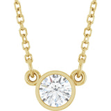 14K Gold Round Natural Diamond Bezel-Set Solitaire Birthstone Necklace - Yellow Gold
