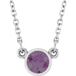 Platinum Round Lab-Grown Alexandrite Bezel-Set Solitaire Birthstone Necklace II