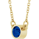 14K Gold Round Lab-Grown Blue Sapphire Bezel-Set Solitaire Birthstone Necklace II - Yellow Gold - view 5