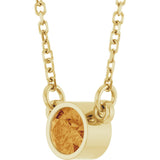 14K Gold Round Natural Citrine Bezel-Set Solitaire Birthstone Necklace - Yellow Gold - view 2