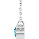 Platinum Round Natural Blue Zircon Bezel-Set Solitaire Birthstone Necklace II - view 3