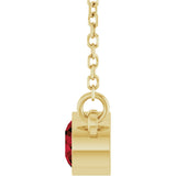 14K Gold Round Natural Mozambique Garnet Bezel-Set Solitaire Birthstone Necklace - Yellow Gold - view 3
