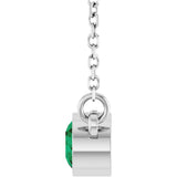 Platinum Round Natural Emerald Bezel-Set Solitaire Birthstone Necklace II - view 3