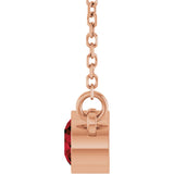 14K Gold Round Natural Mozambique Garnet Bezel-Set Solitaire Birthstone Necklace - Rose Gold - view 3