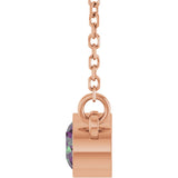 14K Gold Round Lab-Grown Alexandrite Bezel-Set Solitaire Birthstone Necklace II - Rose Gold - view 3