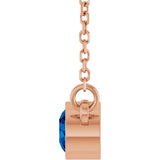 14K Gold Round Lab-Grown Blue Sapphire Bezel-Set Solitaire Birthstone Necklace II - Rose Gold - view 3