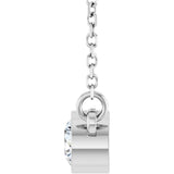 Platinum Round Natural White Sapphire Bezel-Set Solitaire Birthstone Necklace - view 3