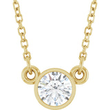 14K Gold Round Natural Diamond Bezel-Set Solitaire Birthstone Necklace - Yellow Gold