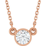 14K Gold Round Natural Diamond Bezel-Set Solitaire Birthstone Necklace - Rose Gold