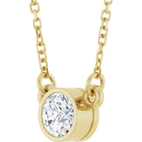 14K Gold Round Lab-Grown Diamond Bezel-Set Solitaire Birthstone Necklace - Yellow Gold - view 2