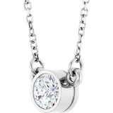 14K Gold Round Lab-Grown Diamond Bezel-Set Solitaire Birthstone Necklace - White Gold - view 2