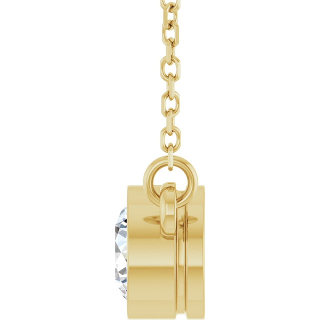 14K Gold Round Lab-Grown Diamond Bezel-Set Solitaire Birthstone Necklace - Yellow Gold - view 2