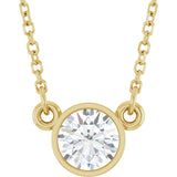 14K Gold Round Natural Diamond Bezel-Set Solitaire Birthstone Necklace - Yellow Gold