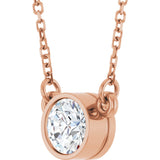 14K Gold Round Lab-Grown Diamond Bezel-Set Solitaire Birthstone Necklace - Rose Gold - view 3