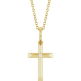 14K Gold Round Natural Diamond Accented Cross Necklace or Pendant – 0075 CTW - Yellow Gold