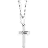 14K Gold Round Natural Diamond Accented Cross Necklace or Pendant – 0075 CTW - White Gold - view 2
