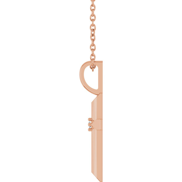14K Gold Round Natural Diamond Accented Cross Necklace or Pendant – 0075 CTW - Rose Gold - view 3