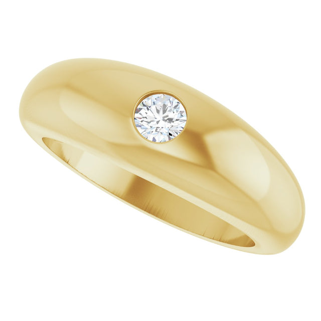 14K Gold Round Lab-Grown Diamond Solitaire Ring – 4mm Stones - Yellow Gold - view 5
