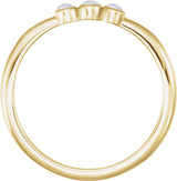 14K Gold Round Natural Rainbow Moonstone Rose-Cut Stackable Ring – 2mm Stones - Yellow Gold - view 2