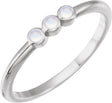 Platinum Round Natural Rainbow Moonstone Rose-Cut Stackable Ring – 2mm Stones