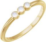 14K Gold Round Natural Rainbow Moonstone Rose-Cut Stackable Ring – 2mm Stones - Yellow Gold