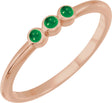 14K Gold Round Natural Emerald Rose-Cut Stackable Ring – 2mm Stones - Rose Gold