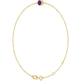 14K Gold Round Natural Amethyst Bezel-Set Link Bracelet - Yellow Gold - view 5