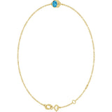 14K Gold Round Natural Blue Zircon Bezel-Set Link Bracelet - Yellow Gold - view 5