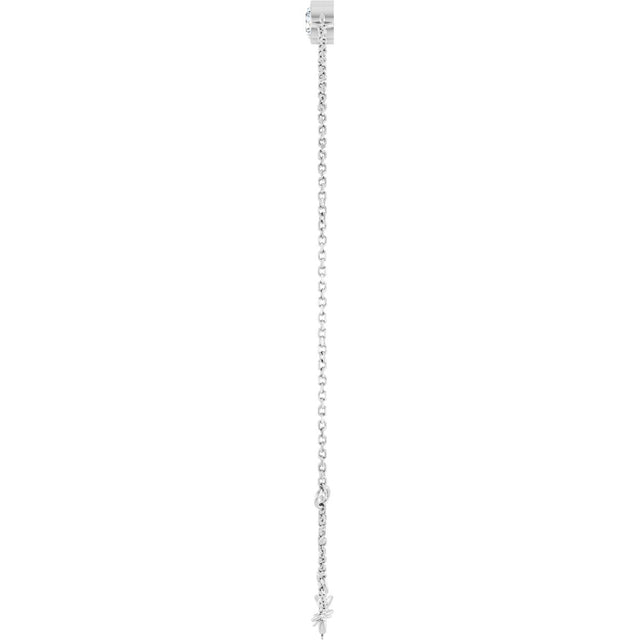14K Gold Round Natural White Sapphire Bezel-Set Link Bracelet - White Gold - view 6
