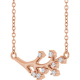 14K Gold Round Natural Diamond Accented Branch Necklace - Rose Gold - view 2
