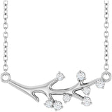 14K Gold Round Natural Diamond Accented Branch Necklace - White Gold