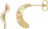 14K Gold Round Natural Diamond Accented Hoop Earrings – 15.5x8mm - Yellow Gold