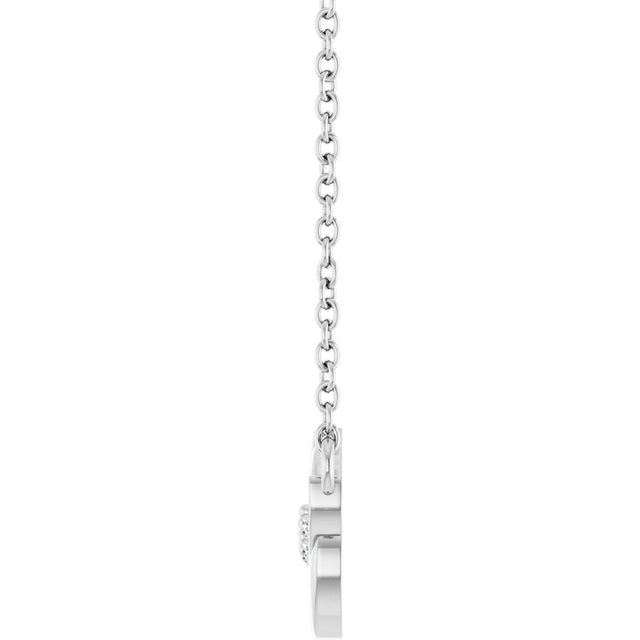 Platinum Round Natural Diamond Accented Leaf Necklace - view 3