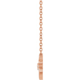 14K Gold Round Natural Diamond Accented Leaf Necklace - Rose Gold - view 3
