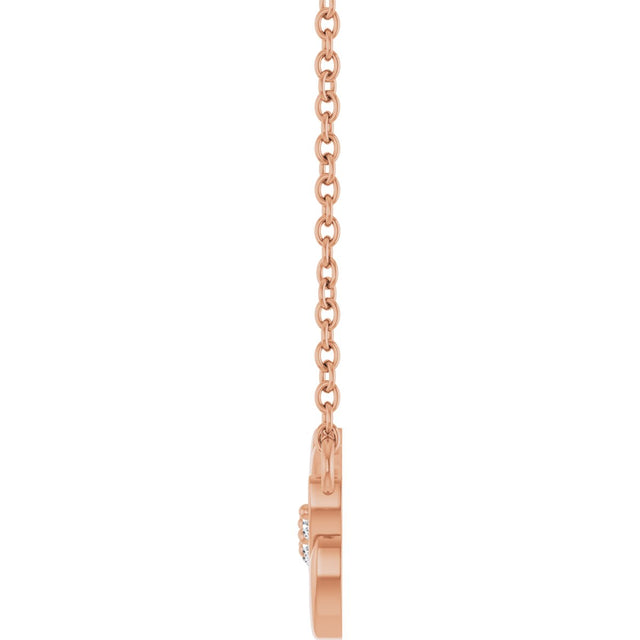 14K Gold Round Natural Diamond Accented Leaf Necklace - Rose Gold - view 3