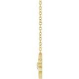 14K Gold Round Natural Diamond Accented Leaf Necklace - Yellow Gold - view 3