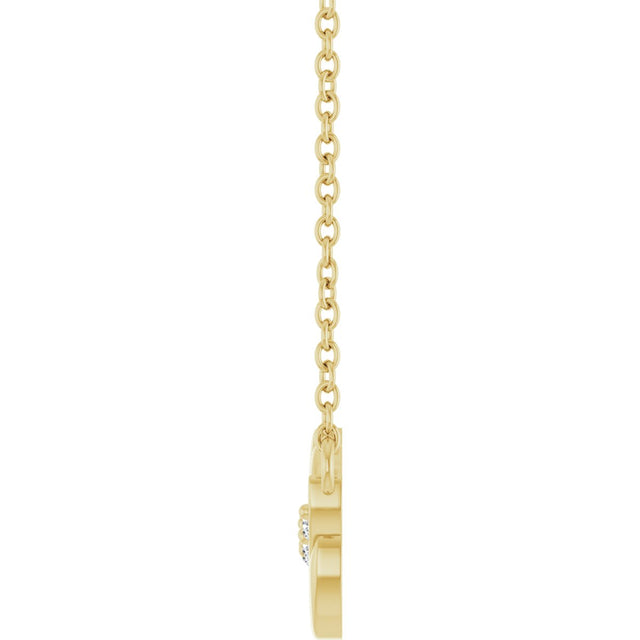 14K Gold Round Natural Diamond Accented Leaf Necklace - Yellow Gold - view 3