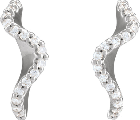 Platinum Round Natural Diamond Accented Hoop Earrings – 15.5x8mm - view 2