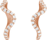 14K Gold Round Natural Diamond Accented Hoop Earrings – 15.5x8mm - Rose Gold - view 2