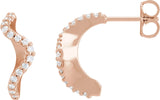 14K Gold Round Natural Diamond Accented Hoop Earrings – 15.5x8mm - Rose Gold - view 3