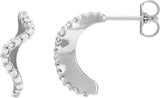 Platinum Round Natural Diamond Accented Hoop Earrings – 15.5x8mm