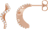 14K Gold Round Natural Diamond Accented Hoop Earrings – 15.5x8mm - Rose Gold