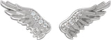 Platinum Round Natural Diamond Accented Angel Wing Earrings – 0.8mm Stones - view 2