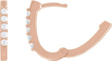 14K Gold Round Natural Diamond Accented U-Hoop Earrings – 15.1x12mm - Rose Gold - view 3