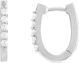 Platinum Round Natural Diamond Accented U-Hoop Earrings