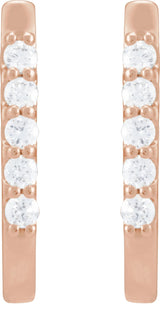 14K Gold Round Natural Diamond Accented U-Hoop Earrings – 15.1x12mm - Rose Gold - view 2