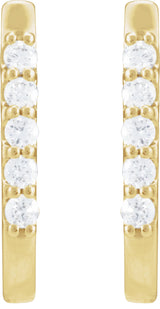 14K Gold Round Natural Diamond Accented U-Hoop Earrings – 15.1x12mm - Yellow Gold - view 2