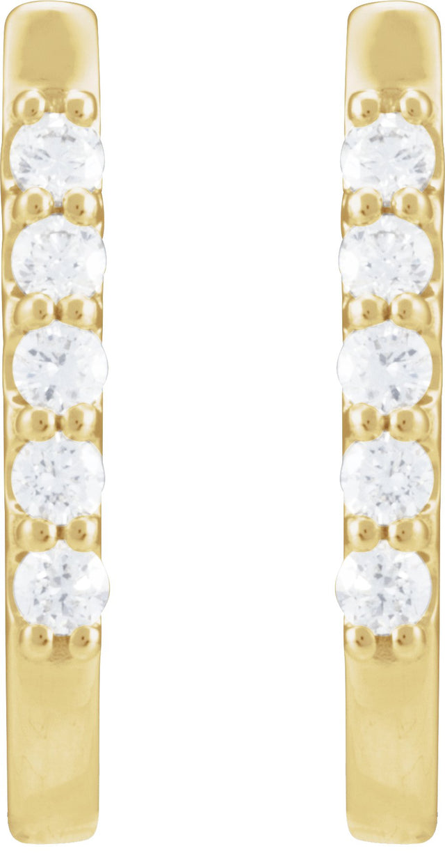 14K Gold Round Natural Diamond Accented U-Hoop Earrings – 15.1x12mm - Yellow Gold - view 2
