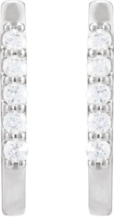 14K Gold Round Natural Diamond Accented U-Hoop Earrings – 15.1x12mm - White Gold - view 2
